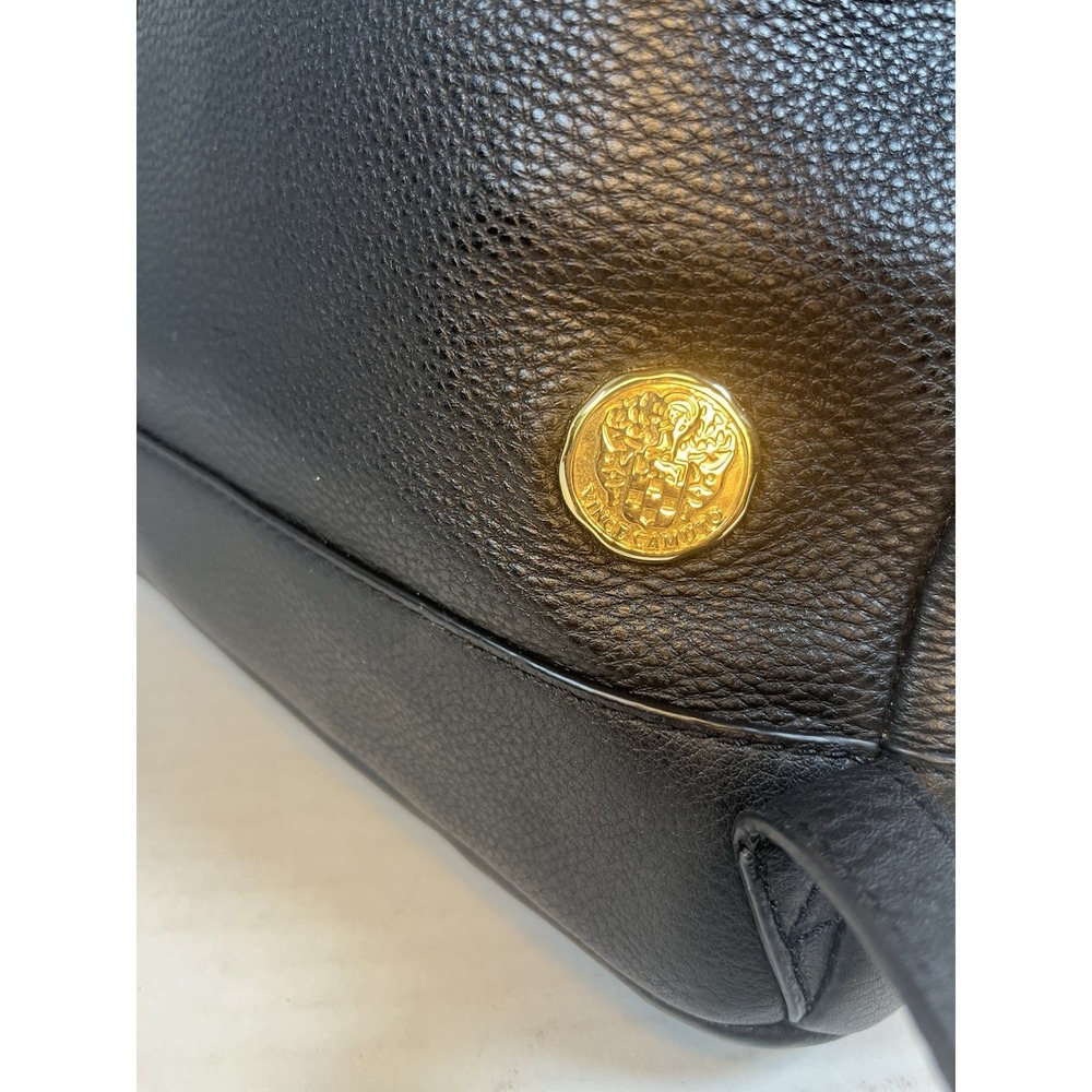 Vince Camuto Women's Madox Backpack Black Leather Metallic Gold Logo Travel Bag - Picture 5 of 11